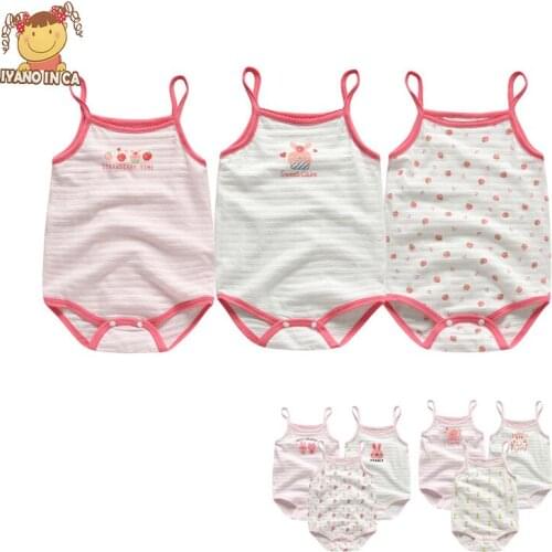 3pcs/set Baby Rompers Newborn Girls 100% Cotton Jumpsuit Summer Sleeveless Camisole Baby Outfits Baby Girl Clothes 2020 New