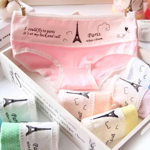4Pcs/Lot Candy Color Kid Girls Panties Underwear Lace Briefs Cotton Lingerie Soft Comfortable Tower Letter Printed PantyNH225
