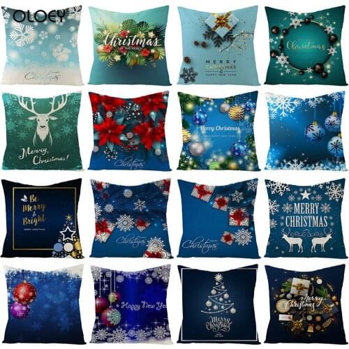 45x45cm Merry Christmas Pillow Case Tree/Deer/Snowflake/Bell/Star Decorative Pillowcase Pillow Cover Christmas Pillow Cases