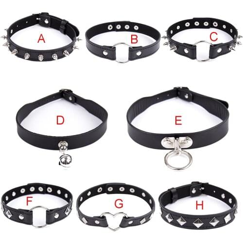 8 Type Fetish Sexy Slave Bondage Neck Collar PU Leather Punk Rivets Necklace BDSM Bondage Restraints Sex Collar Erotic Accessory