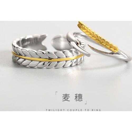 925 Sterling Silver Wheat Love Ring Resizable Lovers' Ring Couple Ring Boyfrid Girlfriend Gift