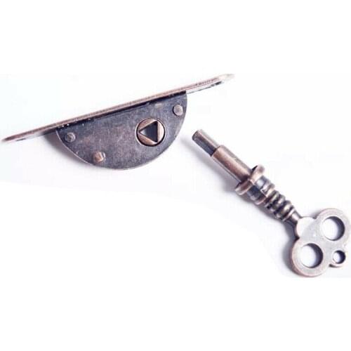 1Set Antique Copper Cabinet Lock Drawer Wardrobe Door Lock with Key for Furniture Counter Drawer Locks Replacement