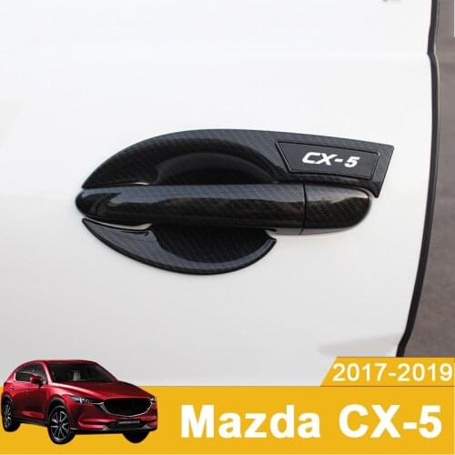 Carbon fiber Car External Outer Door Handle Catch Cover Door Bowl Protection Trim Sticker For MAZDA CX-5 CX5 CX 5 2017 2018 2019