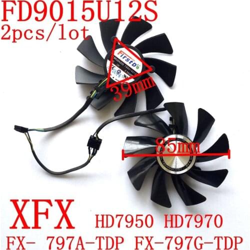 Free Shipping 2pcs/lot FD9015U12S DC12V 0.55A for original XFX HD7950 HD7970 graphics card fan