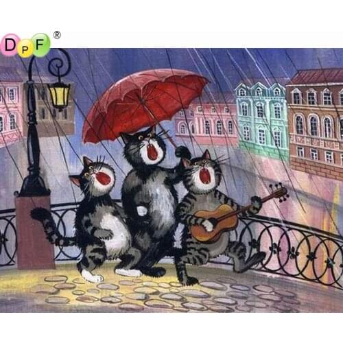 DPF diamond painting cross stitch singingcatDIY full square needlework diamond embroidery mosaic home decor kits handwork Animal