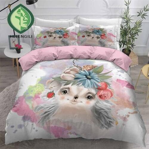 HELENGILI 3D Bedding Set Hedgehog Painting Print Duvet Cover Set Bedclothes with Pillowcase Bed Set Home Textiles #CW04