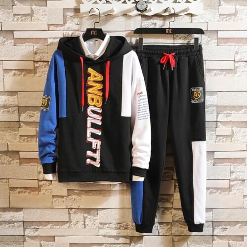 Spring Autumn Mens Set Fashion Sportswear Hoodies Pants Sets Hip Hop Letter Printing Loose Sports Suit Sweater Set