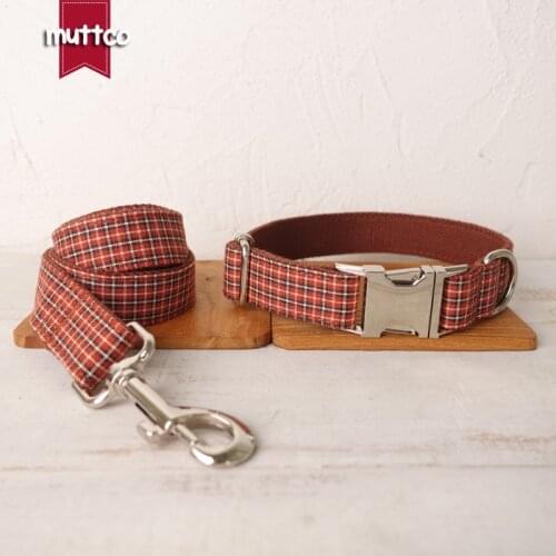 MUTTCO retailing nice and cute self-design dog collar GENTLE PLAID handmade poly satin and nylon 5 sizes dog collar UDC103