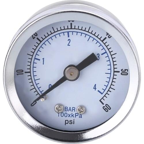 1/8" NPT Air Pressure Gauge 60 PSI Air Compressor Pressure Gauge Industrial Hydraulic Meter Tool 1.5" Face Back Mount