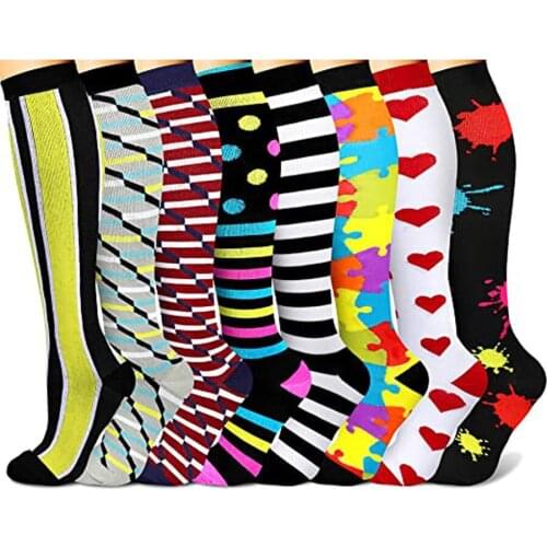 Men/Women Gift Simple Knitted Compression Socks Fit Medical Edema, Diabetes, Varicose Veins, Running Marathon High Knee Socks
