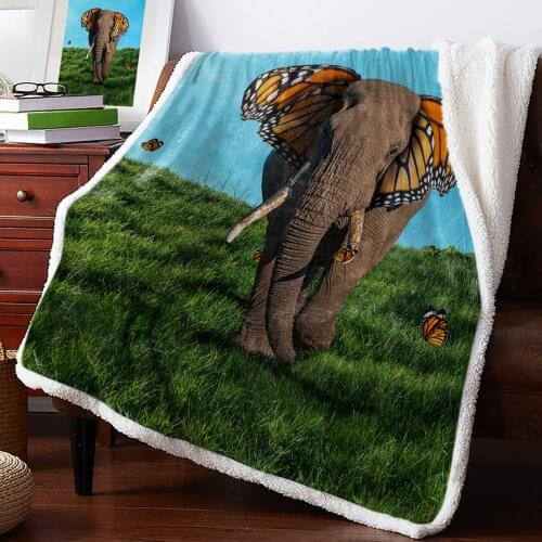 Elephant Butterfly Ears Abstract Throw Blanket Soft Fleece Blankets Winter Blanket Portable Picnic Blankets Bedclothes