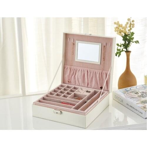 Jewelry Storage Organizer With Mirror Box Jewely Cosmetics Display Box Case Casket For Decoration Wedding & Party