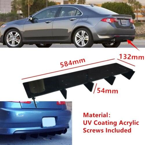 58.4cmx13.2cm Fit For Acura TSX 2009-2014 Gloss Black Set W/ Screws Rear Bumper Fin Air Diffuser 5 Shark Fins Spoiler Universal