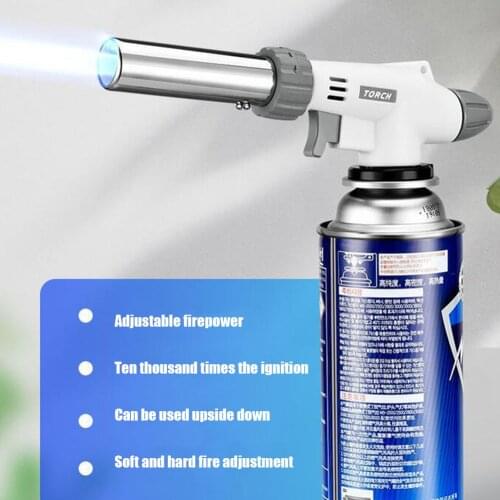 Portable Butane Gas Torch Ignition Lighter for Outdoor Camping Cooking Heating BBQ Tool Stainless Steel Welding Torch