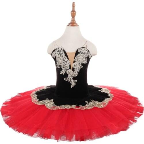 Esmeralda Pre-Professional Ballet Tutu velvet Red Black Don Quixote Ballet Stage Costume Girls Performance Ballet Tutu Attire