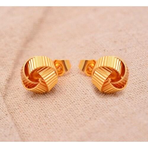 24K Gold Color Polished Thread Earrings Circle Geometric Earrings for Women Minimalist Earrings New Jewelry