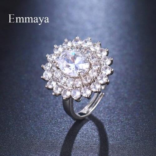 Emmaya Fascinating Flower Shape White Color Ring For Women Fashion Statement Blooming Style In Wedding Party Ornament