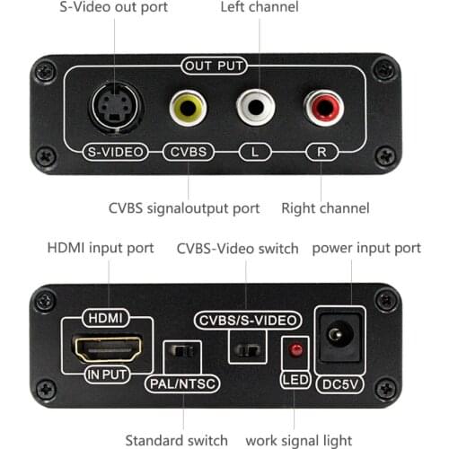 Wiistar HDMI to AV/S Video Converter HDMI to RCA/SVIDEO+S VIDEO Switcher Adaptor 1080P HD Free Shipping