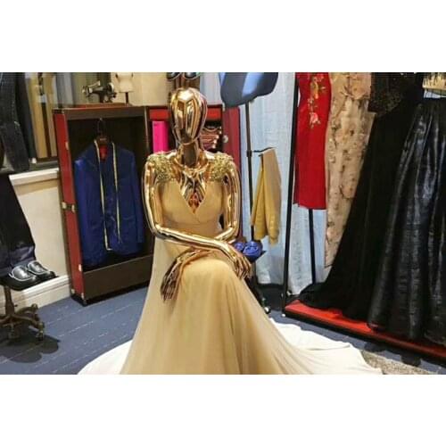 High Quality Luxury Female Full Body Golden Mannequin Golden Monikens Hot Sale