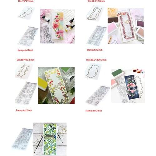 Wonderful Plant Flowers Leaves Beautiful Words Transparent Clear Stamps Matchable Cutting Dies for DIY Scrapbooking Cards Crafts