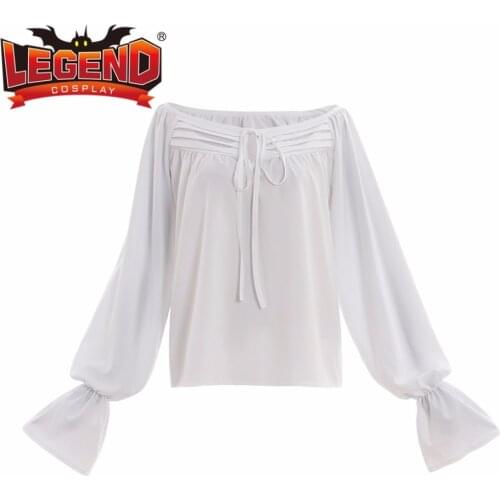 Women Off Shoulder White Vintage Peasant Blouse cosplay costume custom made