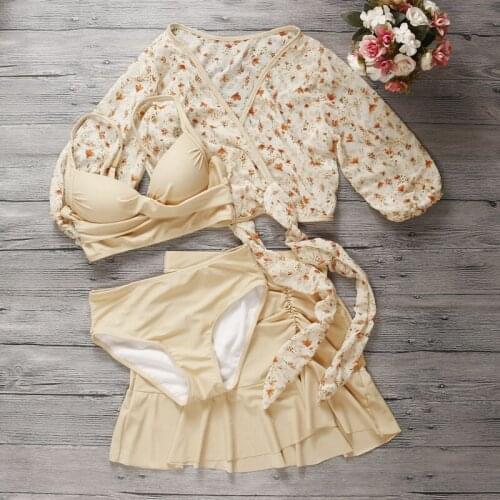 2021 New Women Push Up Bikini Set Padded Four Piece Swimwear Bathing Suit Summer Sexy Swimsuit Swimming Beachwear Biquinis Suits