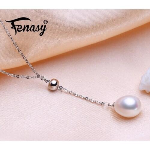FENASY Natural Freshwater Pearl Necklaces For Women Bohemian 925 Sterling Silver Pendant Choker Chain Necklace Idea Gift