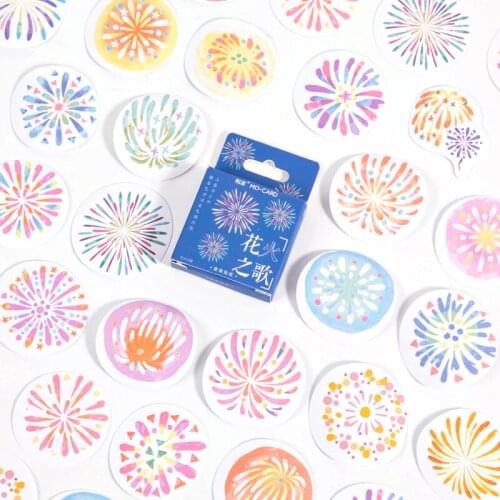 46Pcs/Box Fantasy Fireworks Bullet Journal Decorative Washi Stickers Scrapbooking Stick Label Diary Album Stickers