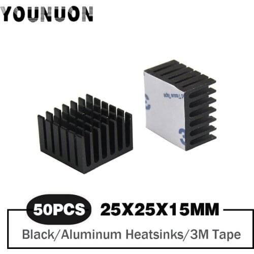 50 Pieces 25x25x15mm Chipset Aluminium Cooler Heatsink 25mm For Cooling