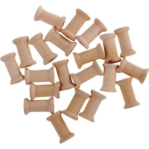 50pcs Empty Thread Bobbins Wooden Spools Unfinished Natural Color Sewing Accessories