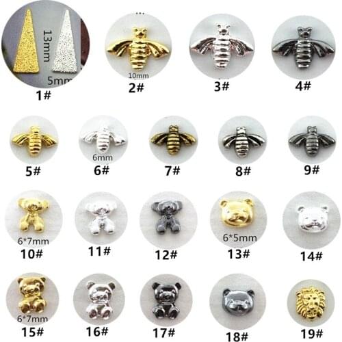 50pcs/pack Japan 3D Nail Art Decorations Metal Nail Accessories Alloy Kawaii Bear Bee Nail Parts DIY Charm Alloy Nail Supplies