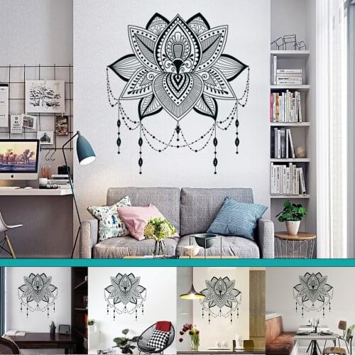 Abstract Lotus Flower Plant Wall Stickers Bedroom Adhesive Wallpaper Home Living Room Decoration Glass Wall Decals Removable DIY