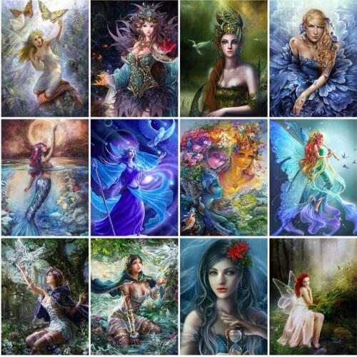 Diamond Painting Fantasy Fairy 5D Full Square Round Diamond Mosaic Embroidery Girl Portrait Pictures Handicraft Home Decoration