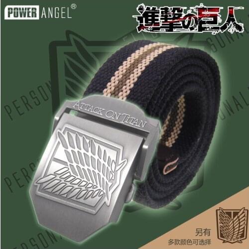 Anime Attack on Titan Jiyuu no Tsubasa Fashion Canvas Belt Casual Metal Buckle Waistband Pants Student Cosplay Accessories