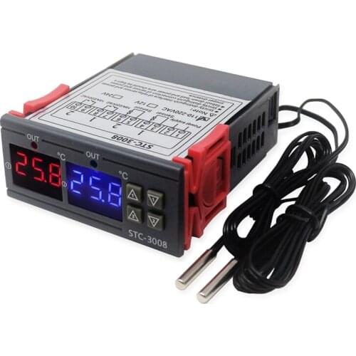 AU05 -STC-3008 Dual Digital Incubator Thermostat Display Temperature Controller 12V