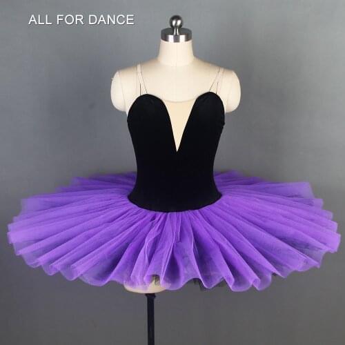 Black velvet top bodice dark purple tulle ballet tutu Pre-professional ballet dance costumes pancake tutu classical ballet tutu