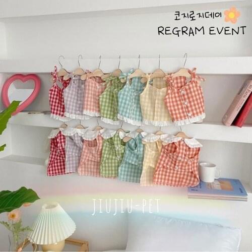 Color Pet Dog Dress Cotton Bow Dog Clothes Vest Ruffle For Puppy Breathable Sling Vest Chihuahua Yorkshire Dogs Costume Outdoor