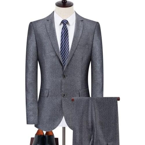 Business Formal Men Suits Solid One-Button Blazer Pants Marriage Tuxedo Male 2 Piece Suit Men Terno Wedding Suit Slim Fit 2021