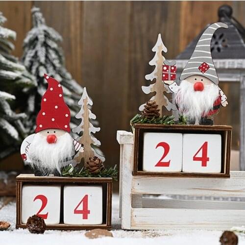 Wooden Calendar Decor Christmas Table Decorations For Home 2020 Noel Christmas Advent Calendar Xmas Gifts Happy New Year 2021