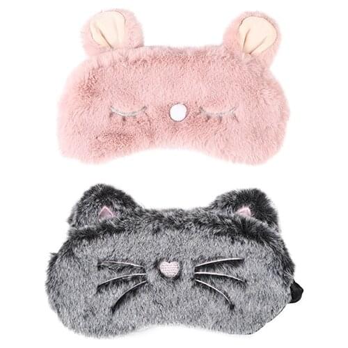 Hot Sale Kawaii Soft Toy Eye Mask Sleeping Mask 3D Cartoon Cat Rabbit Eyeshade Relax Mas Plush Eye Shade Cover k For Travel