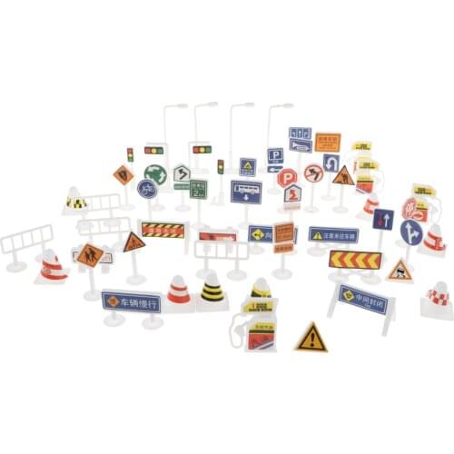 56pcs Block Street Traffic Sign Playset Toy Traffic Knowledge Educational Various street signs and signals Traffic Signs Toys