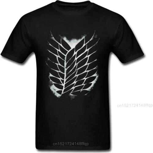 Classic Black T-shirt Men Attack On Titan Logo Tshirt Captain Tops Survey Corps Tees Cotton Custom Geek T Shirt Xmas Gift