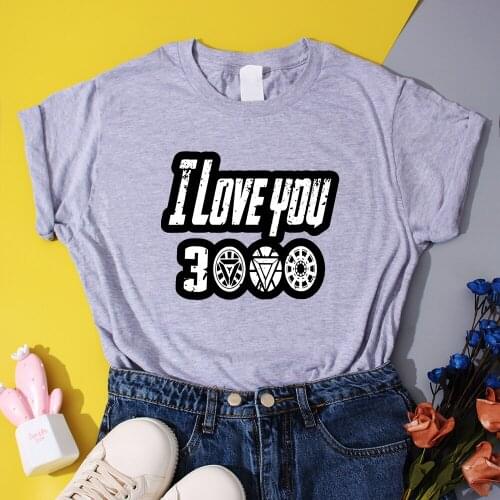 Iron Man I Love You 3000 T shirt Disney Marvel Superhero Tony Stark T-shirt Fashion Comics T shirts Hip Hop Funny Female Tops