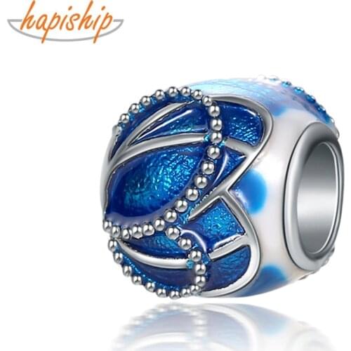 Hapiship 2021 Original Daisy New Fashion Sweet Blue Glaze Insects Charm Beads Fit Charm Bracelet Female DIY Jewelry Making CZ123