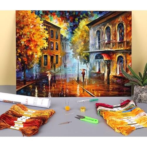 Etude In Red Printed Canvas 11CT Cross Stitch Embroidery Kit DMC Threads Hobby Knitting Needlework Sewing Sales Room Package