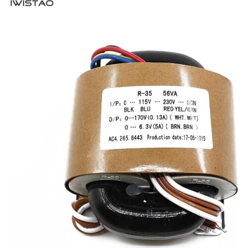 IWISTAO R Type Transformer Core Power 56W input 0-115V-230V output 170V 6.3V Tube Amplifier Preamplifier HIFI Audio DIY