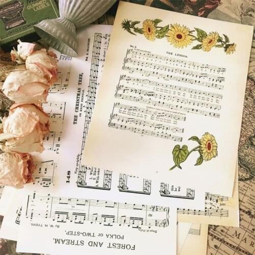 Junk journal Vintage English alphabet sheet music material paper DIY scrapbooking album happy plan decorative background paper