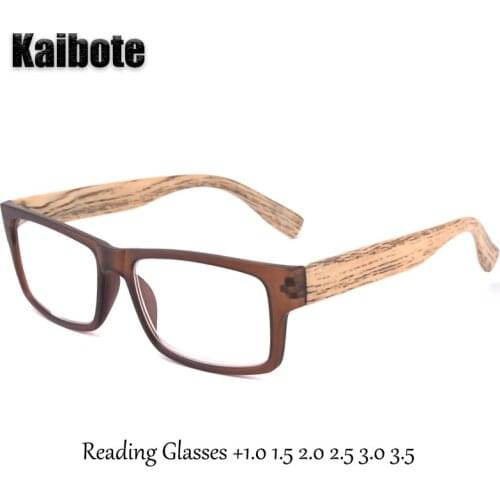 Kaibote E195121 New 2020 Classic Reading Glasses Rectangular Frame Wood Color for Men Women Presbyopic Eyeglasses +1.0 ~ +3.5