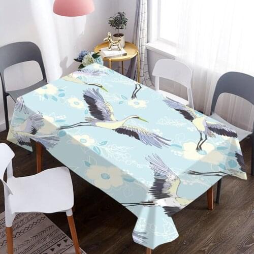 Beautiful Red Crowned Crane Table Cover Waterproof And Oil Proof For Decorative Dining Tablecloth For Picnic Blanket Table Cloth