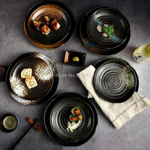 Creative Ceramic Plate Japanese Cuisine Dinner Plate Commercial Household Tableware Deep Plate Sushi Steak Western Plate
